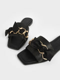 CHARLES & KEITH_Satin Scarf Leather Slide Sandals_Black