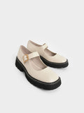 CHARLES & KEITH_Metallic Buckle Mary Janes_Chalk