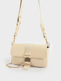 CHARLES & KEITH_Aspen Metallic Belt Buckle Shoulder Bag_Beige