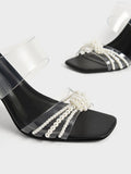 CHARLES & KEITH_Beaded Sculptural Heel Mules_Black