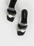 CHARLES & KEITH_Beaded Sculptural Heel Mules_Black