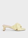 CHARLES & KEITH_Linen Asymmetric Ruched Mules_Yellow