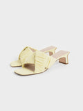 CHARLES & KEITH_Linen Asymmetric Ruched Mules_Yellow