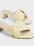 CHARLES & KEITH_Linen Asymmetric Ruched Mules_Yellow