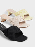 CHARLES & KEITH_Linen Asymmetric Ruched Mules_Yellow