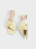 CHARLES & KEITH_Linen Asymmetric Ruched Mules_Yellow