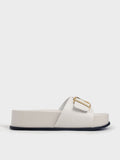 CHARLES & KEITH_Metallic Buckle Flatform Sandals_Chalk