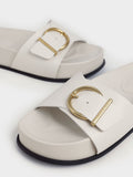 CHARLES & KEITH_Metallic Buckle Flatform Sandals_Chalk