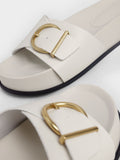 CHARLES & KEITH_Metallic Buckle Flatform Sandals_Chalk