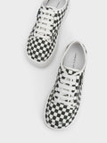 CHARLES & KEITH_Skye Checkered Canvas & Cotton Sneakers_Dark Green