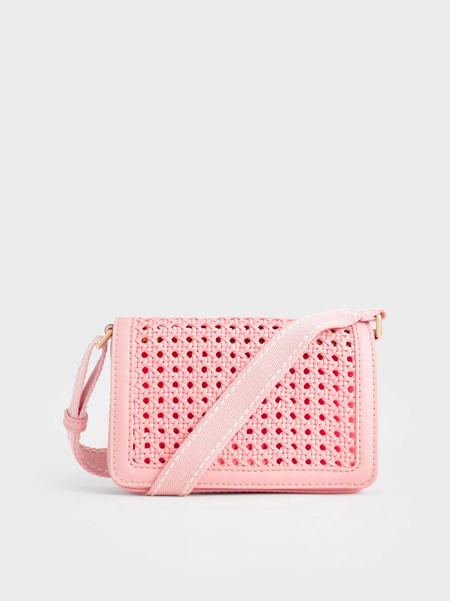 CHARLES & KEITH_Cecily Woven Shoulder Bag_Light Pink