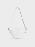 CHARLES & KEITH_Leather & Lace Ruched Top Handle Bag_White