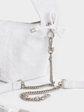 CHARLES & KEITH_Leather & Lace Ruched Top Handle Bag_White