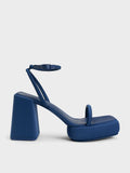 CHARLES & KEITH_Lucile Satin Platform Sandals_Dark Blue