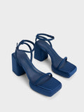 CHARLES & KEITH_Lucile Satin Platform Sandals_Dark Blue