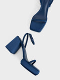 CHARLES & KEITH_Lucile Satin Platform Sandals_Dark Blue