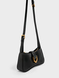 CHARLES & KEITH Gabine Curved Shoulder Bag Black