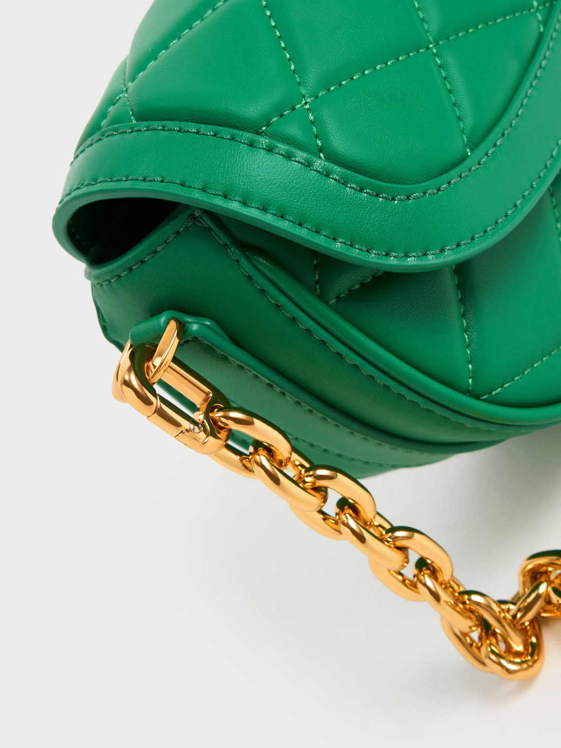 CHARLES & KEITH Lillie Curved Chain Handle Bag Green – Khit Zay