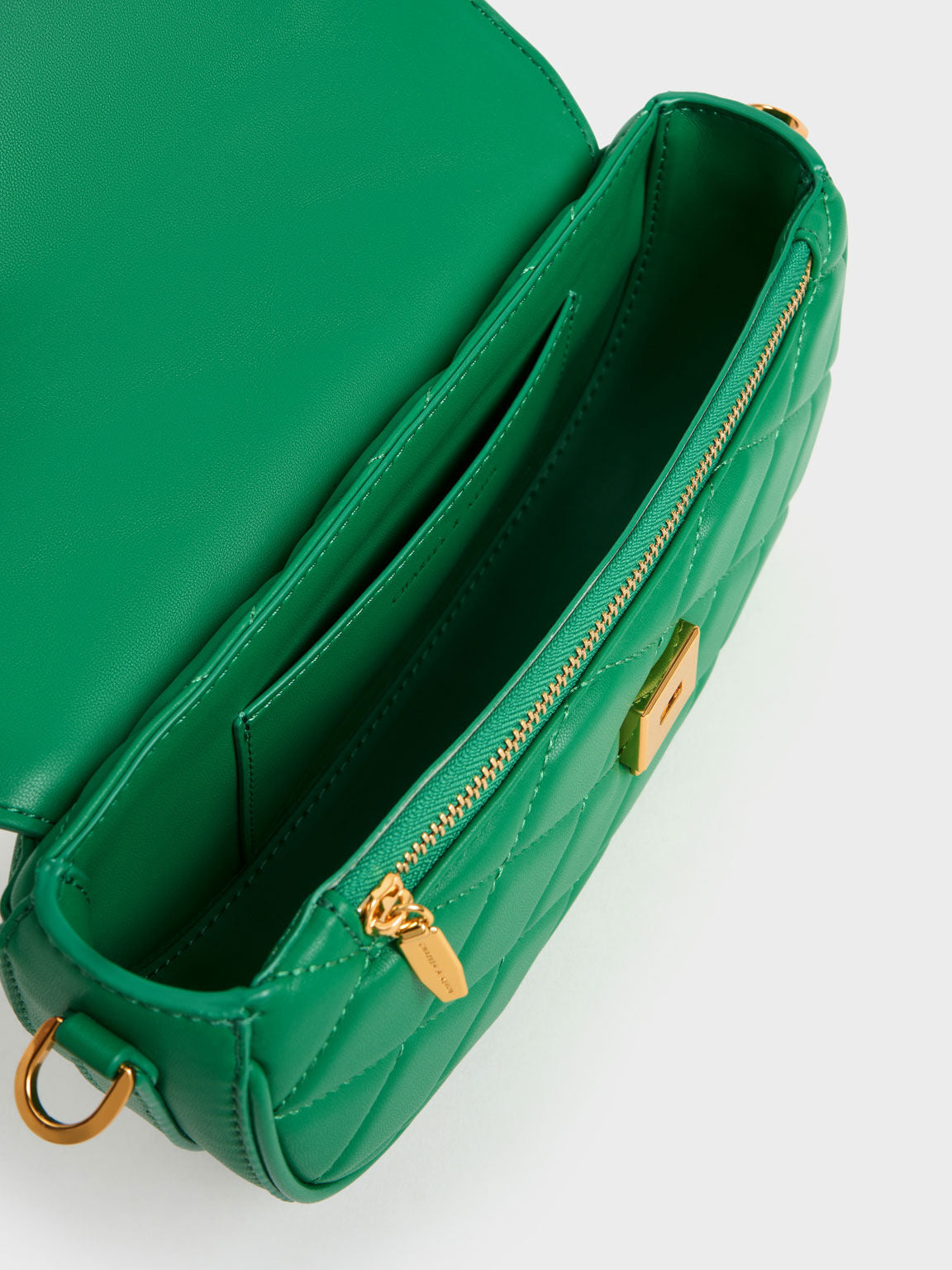 CHARLES & KEITH Lillie Curved Chain Handle Bag Green – Khit Zay