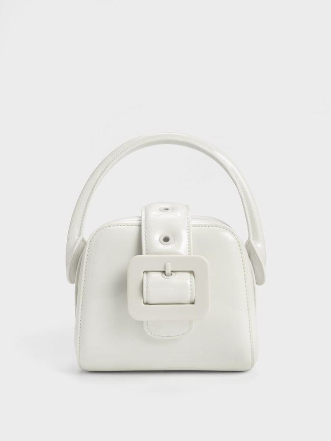 CHARLES & KEITH_Lula Patent Belted Bag_Light Grey