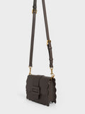 CHARLES & KEITH Waverly Scallop-Trim Bag Dark Moss