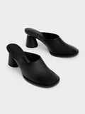 CHARLES & KEITH_Medina Leather Cylindrical Heel Mules_Black