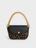 CHARLES & KEITH_Beaded Metallic Handle Sculptural Bag_Animal Print Black