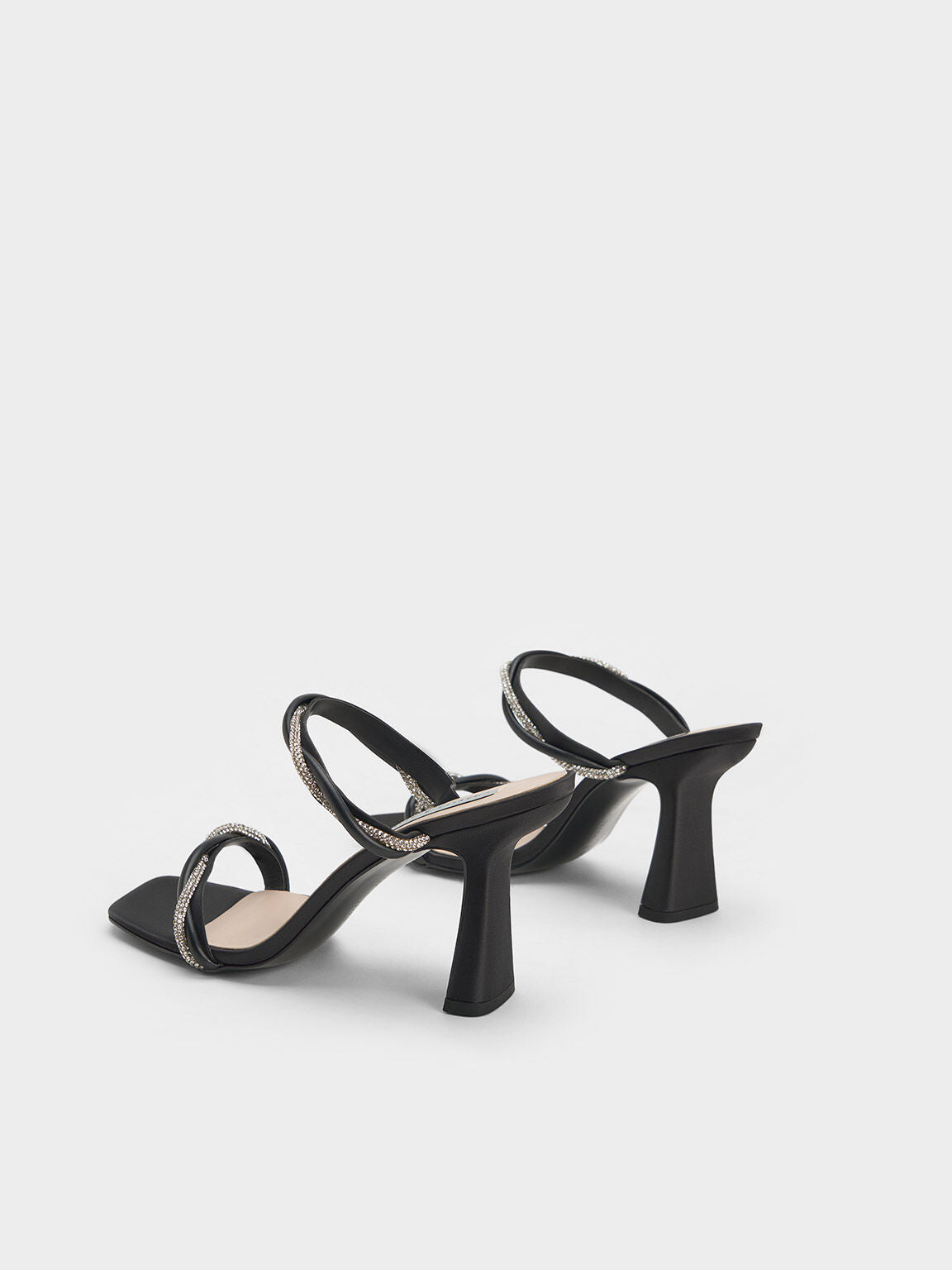 Pink Embellished Twisted Strap Satin Sandals - CHARLES & KEITH IN