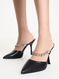 CHARLES & KEITH_Chain-Link Strap Heeled Mules_Black