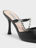 CHARLES & KEITH_Chain-Link Strap Heeled Mules_Black