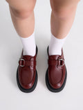 CHARLES & KEITH_Cordova Buckled Platform Loafers_Burgundy