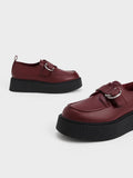 CHARLES & KEITH_Cordova Buckled Platform Loafers_Burgundy