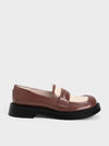 CHARLES & KEITH_Penelope Two-Tone Penny Loafers_Maroon