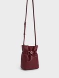 CHARLES & KEITH Dua Bucket Bag Burgundy