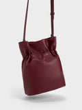 CHARLES & KEITH Dua Bucket Bag Burgundy