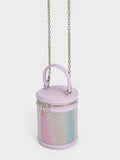 CHARLES & KEITH Marietta Bead-Embellished Holographic Bucket Bag Lilac