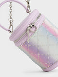 CHARLES & KEITH Marietta Bead-Embellished Holographic Bucket Bag Lilac