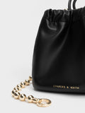 CHARLES & KEITH Aldora Beaded Handle Bucket Bag Black