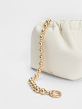 CHARLES & KEITH Aldora Beaded Handle Bucket Bag White