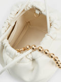 CHARLES & KEITH Aldora Beaded Handle Bucket Bag White