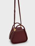 CHARLES & KEITH Lara Geometric Tote Bag Dark Chocolate