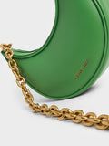 CHARLES & KEITH Bonnie Chain-Handle Crescent Bag Green