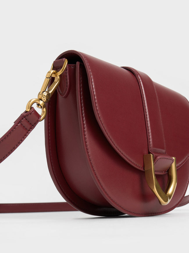 CHARLES & KEITH Gabine Saddle Bag - Dark Brown