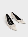 CHARLES & KEITH_Gem-Embellished Patent Leather Pumps_Chalk