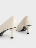 CHARLES & KEITH_Gem-Embellished Patent Leather Pumps_Chalk