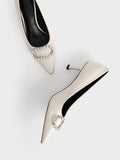 CHARLES & KEITH_Gem-Embellished Patent Leather Pumps_Chalk