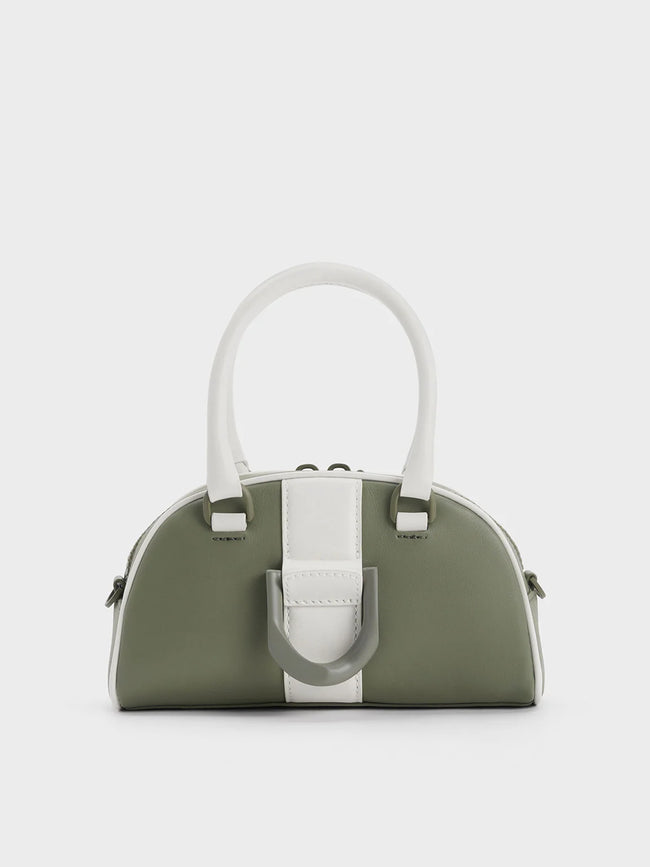 CHARLES & KEITH_Gabine Two-Tone Leather Top Handle Bag _Sage Green