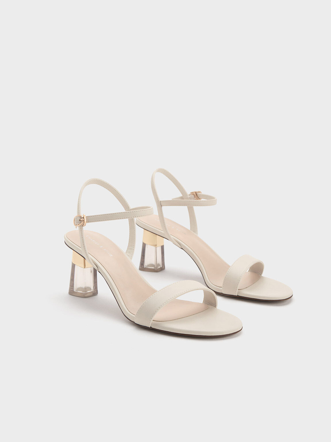 Charles & Keith Women's Clear Trapeze Heel Sandals