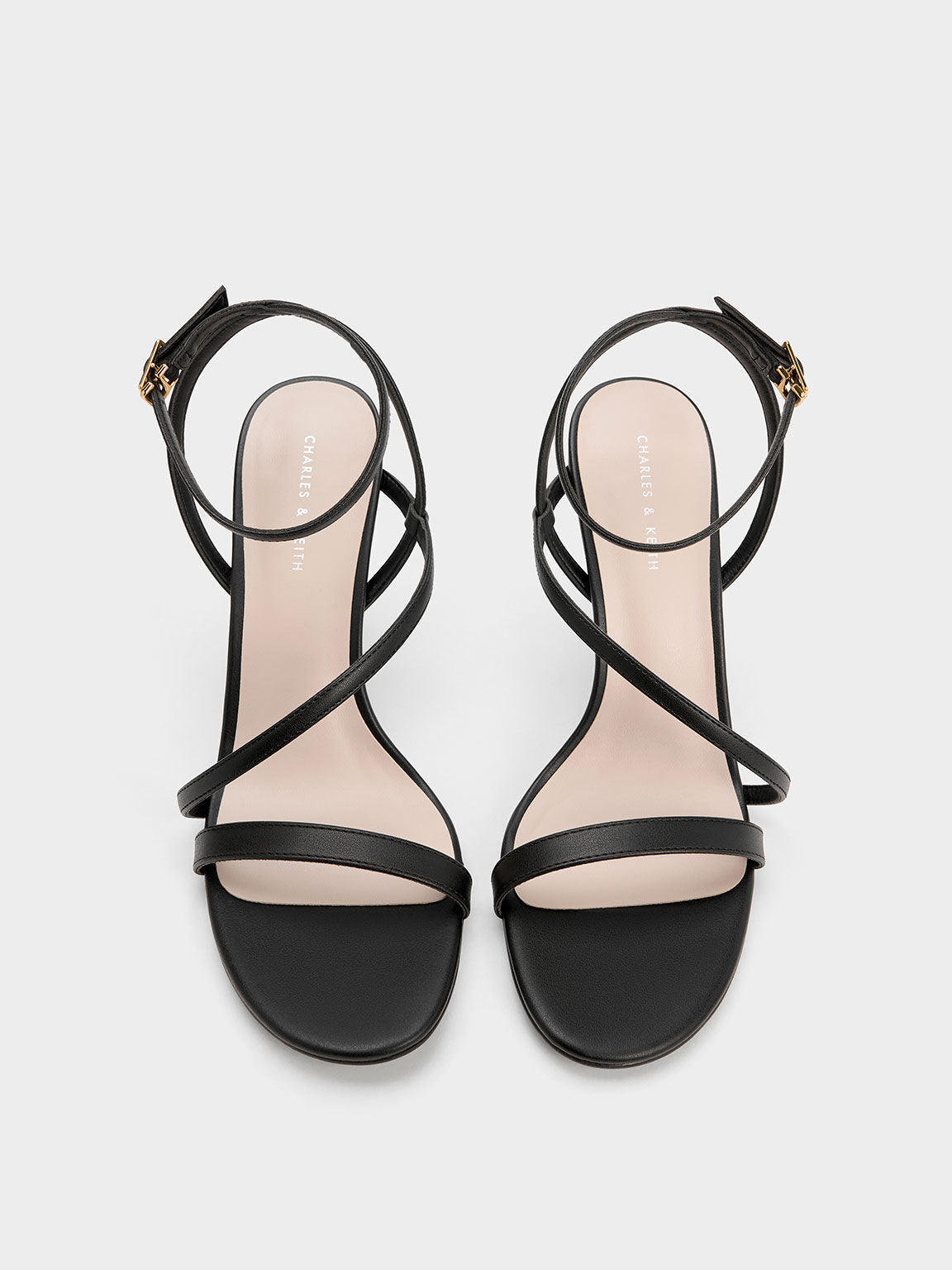 Charles & Keith Women's Metallic Asymmetric Strappy Heeled Sandals