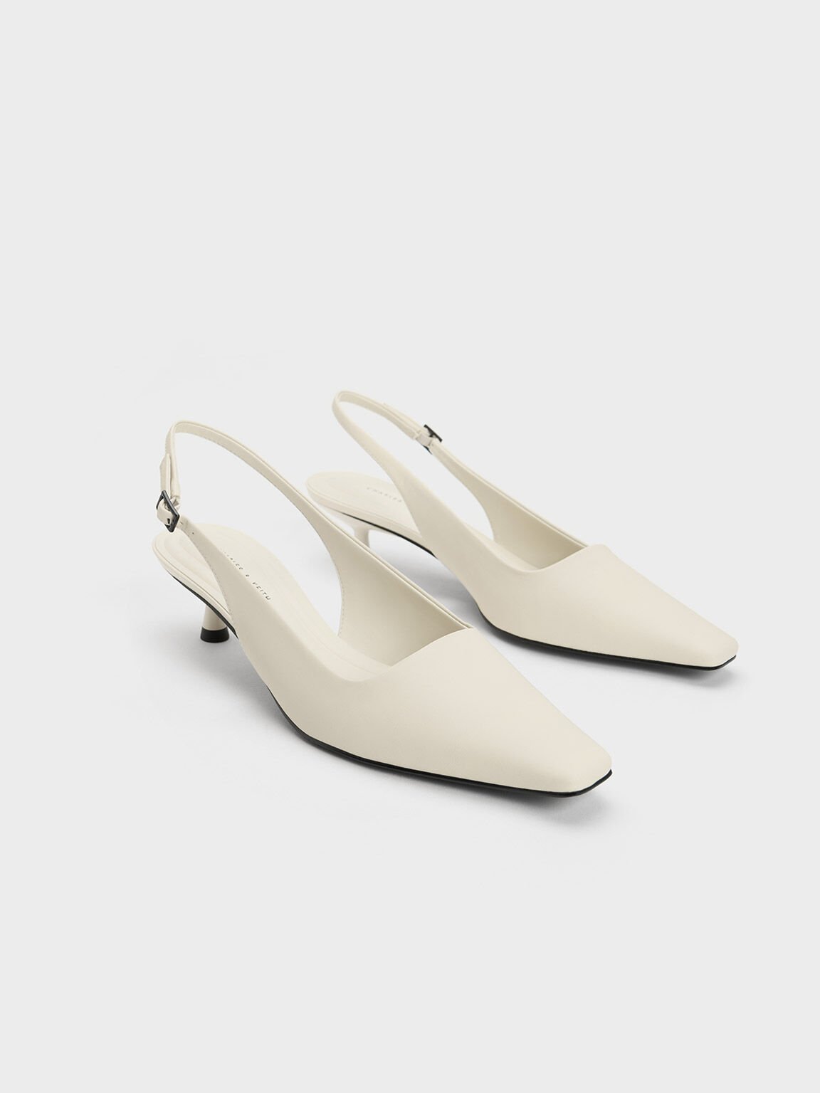 Chalk Sepphe Grommet Slingback Pumps - CHARLES & KEITH QA